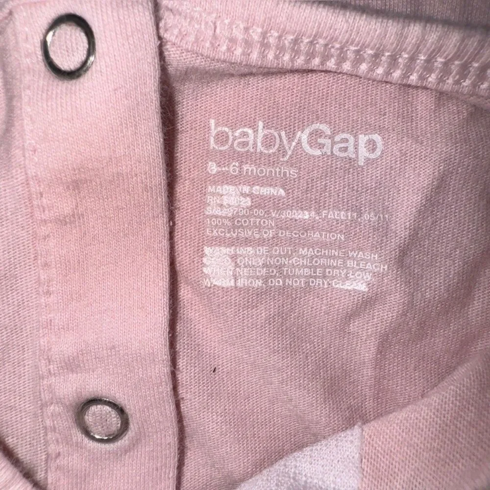 Gap Pink One Piece Girls 3-6 Months Ruffle Long Sleeve Glitter Winter